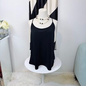 CO Essentials Black Triacetate Japanese Fabric Camisole Tank Top Size Large